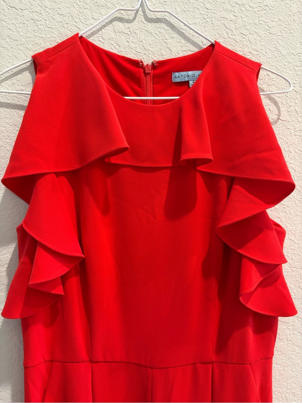 ANTONIO MELANI Red Ruffle-Trim Sleeveless Jumpsuit